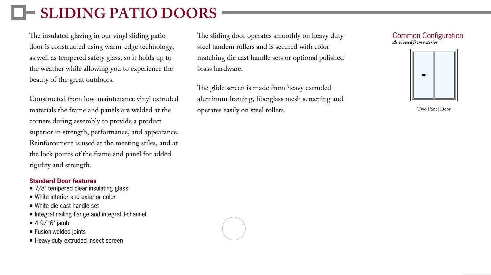 6-0 6-8 RH WHITE PATIO DOOR