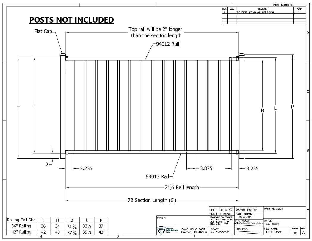WSTBURY C10 6\'X36 FLT RAIL KT BL