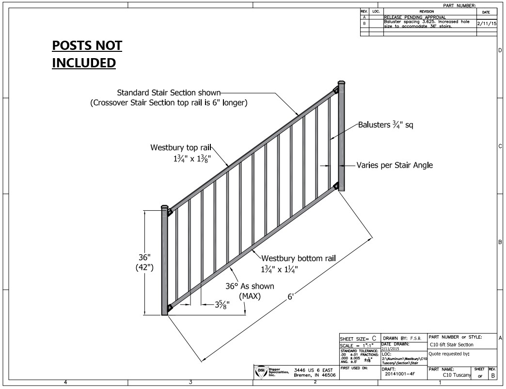 WESTBURY C10 6\'X36\" STR KIT BLK