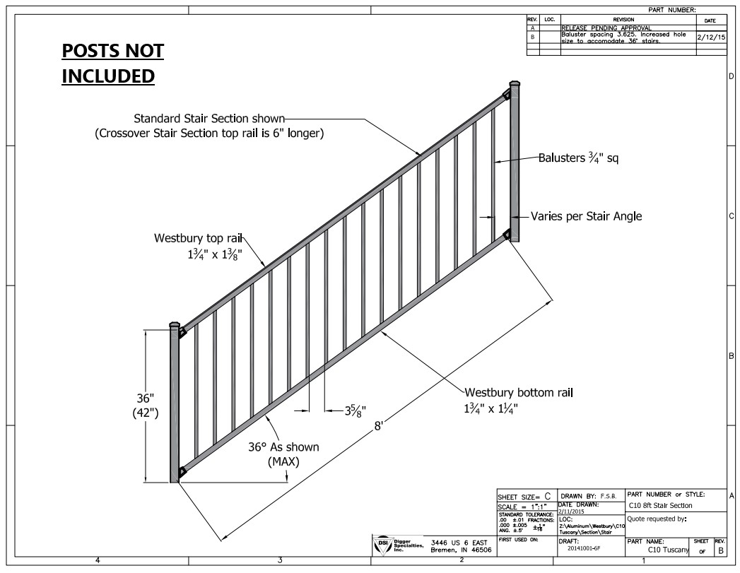 WESTBURY C10 8\'X36\" STR KIT BLK