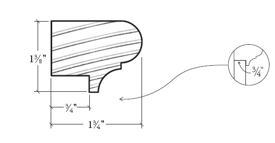 PC 16\' W1 WAINSCOT CAP 1-3/8\"