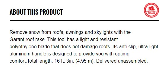 1634500 SNOW ROOF RAKE 16\'