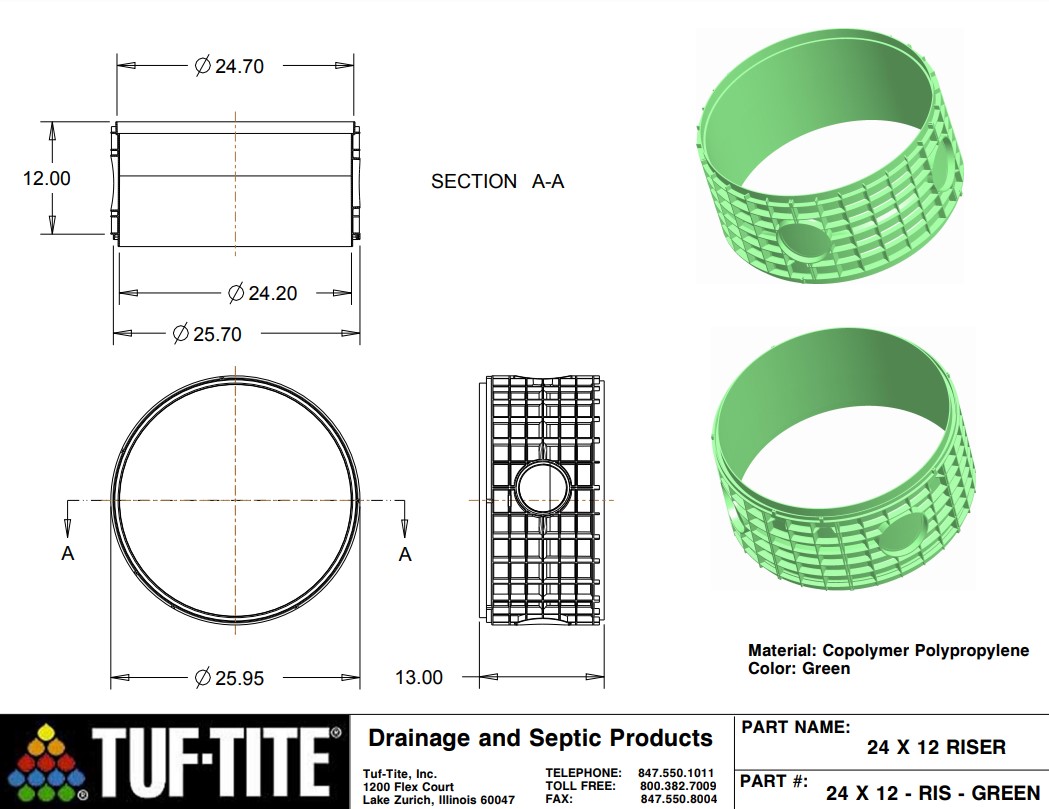 12\" HIGH ROUND WELL RISER 24\"