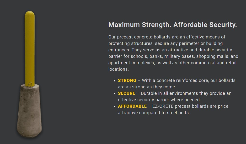 EZ BOLLARD W/BASE - 1 PC