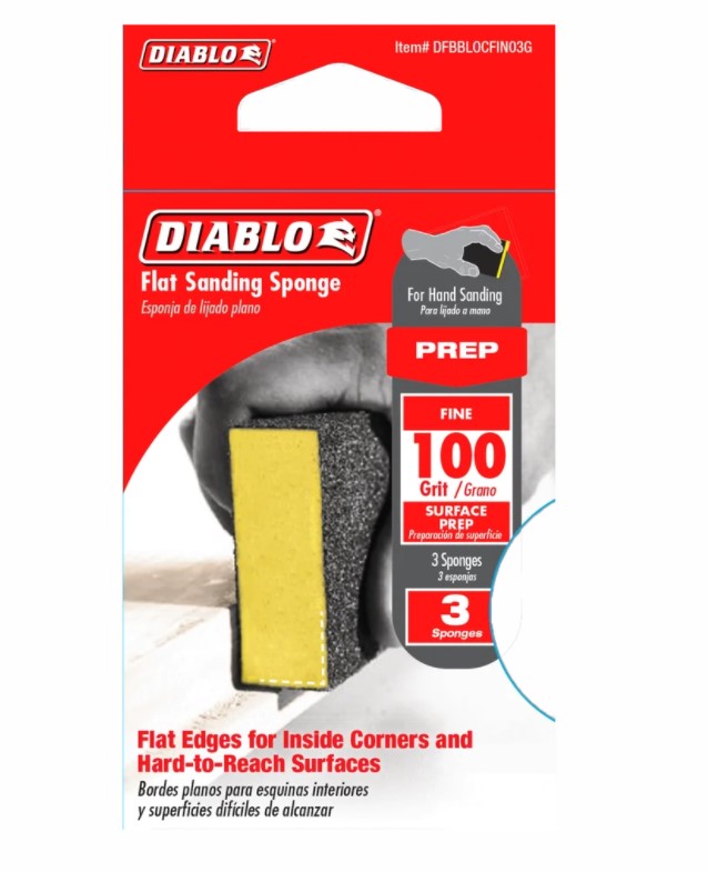 Flat 100-Grit Sanding Sponge 3pc